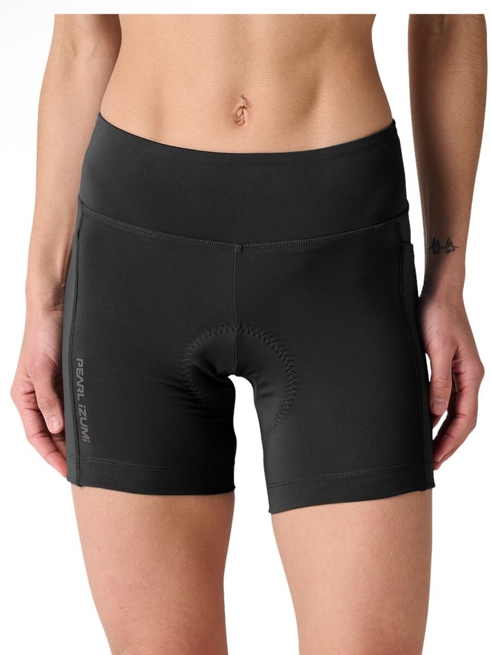 Pearl Izumi Women's Black Padded Bike Shorts with Side Logo